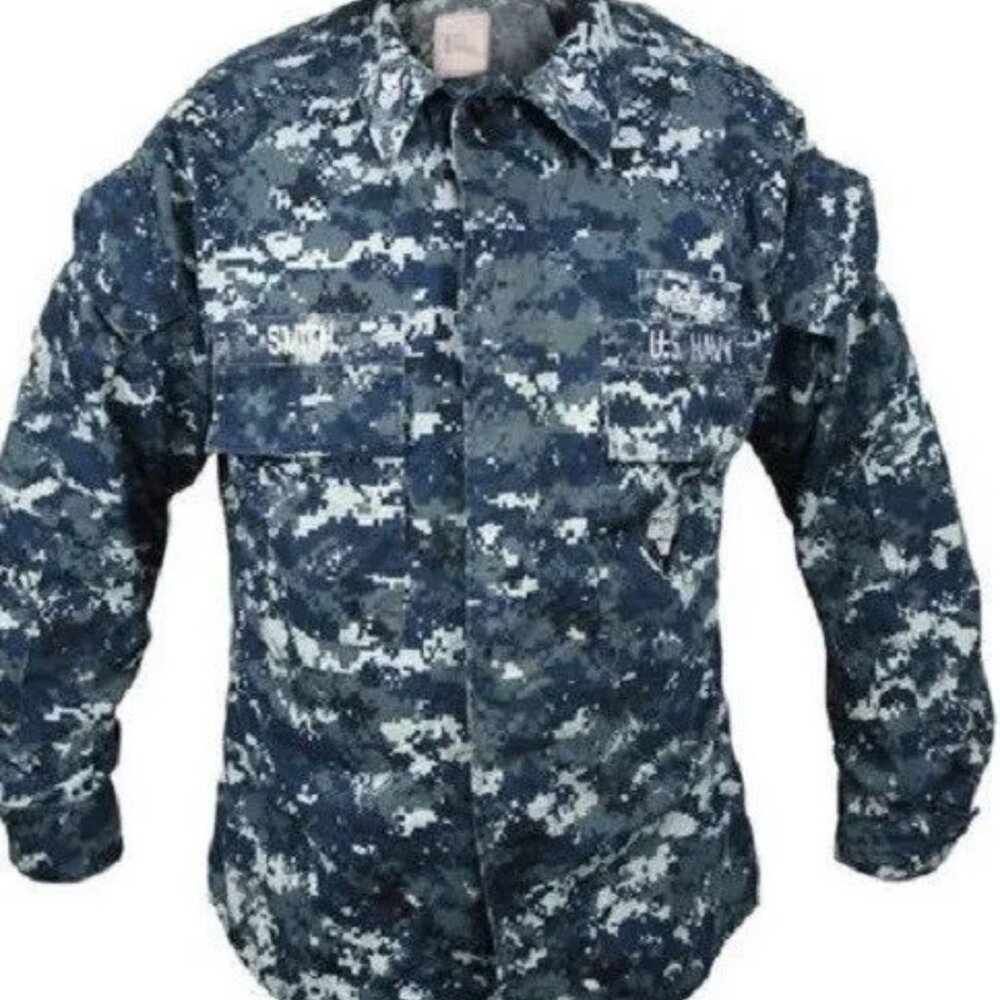 US Navy Working Blouse Vest Blueberry Blue Digital Camo USN Military The US Navy